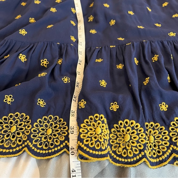 Boden Bronwen Broderie Embroidered Midi Dress in Navy and Yellow Sz 12 - Picture 15 of 16